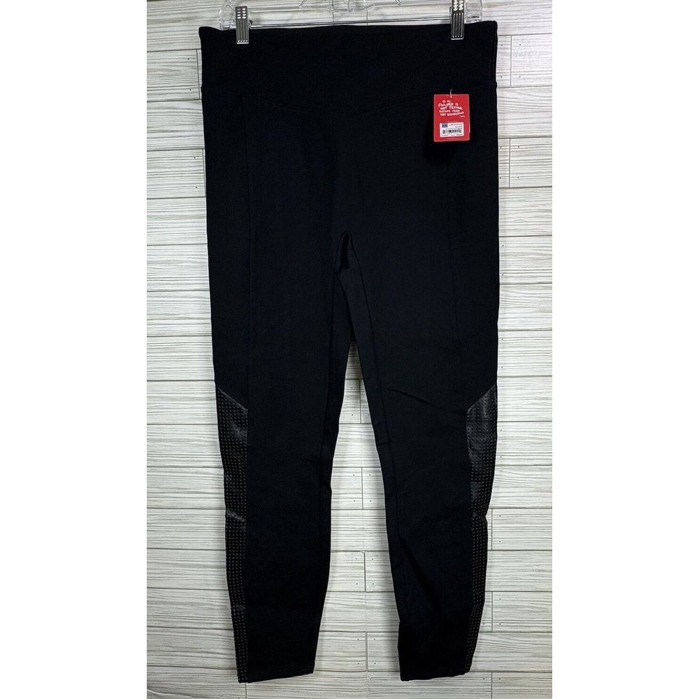 NWT Spanx Women's Perforated Faux Leather Panel Legging Very Black Sz XL